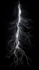 Flash of lightning on dark background. Thunderstorm lightning isolated