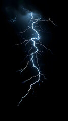 Flash of lightning on dark background. Thunderstorm lightning isolated