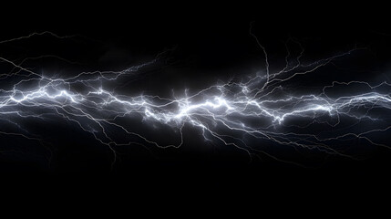 Flash of lightning on dark background. Thunderstorm lightning isolated