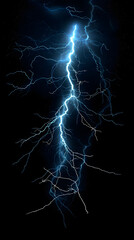 Flash of lightning on dark background. Thunderstorm lightning isolated