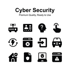 Visually appealing cyber security icons design, customizable vectors