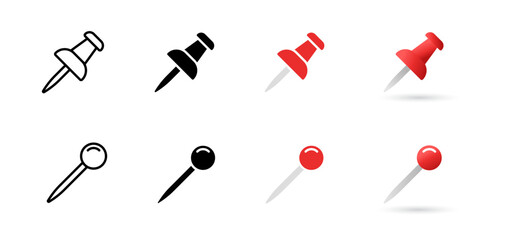 Push pin icon. Paper clip symbol. Thumbtack vector illustration.