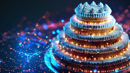 A multilayered cake each tier representing a different layer of protection in a sophisticated data encryption algorithm.