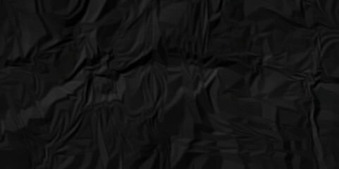 Dark black crumpled texture. black fabric textured crumpled black paper background. panorama black paper texture background, crumpled pattern texture background.	
