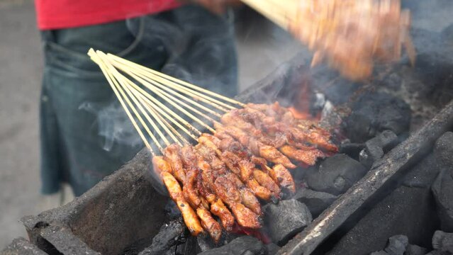 Sate or satay or sometimes written satai is food made ​​from pieces of meat (chicken, goats, sheep, cows, pigs, fish, etc.) are cut into small pieces, and pinned with satay puncture.​​
