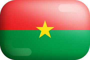 Burkina Faso National Flag 3D Rounded Glossy Icon Isolated Design Element