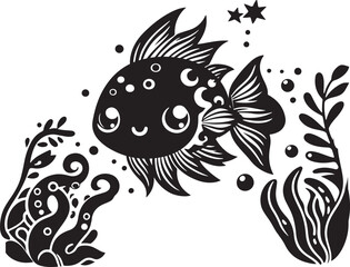 cute fish silhouette vector art.