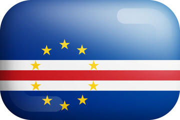 Cape Verde National Flag 3D Rounded Glossy Icon Isolated Design Element