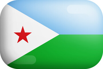 Djibouti National Flag 3D Rounded Glossy Icon Isolated Design Element