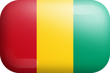 Fototapeta premium Guinea National Flag 3D Rounded Glossy Icon Isolated Design Element