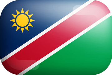 Namibia National Flag 3D Rounded Glossy Icon Isolated Design Element