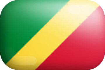 Republic of the Congo National Flag Isolated 3D Rounded Glossy Icon