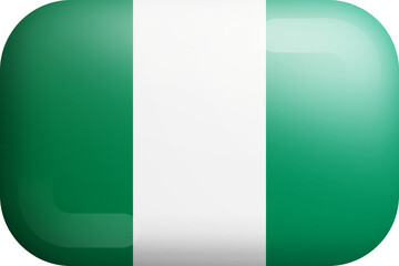 Fototapeta premium Nigeria National Flag 3D Rounded Glossy Icon Isolated Design Element