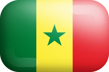 Senegal National Flag 3D Rounded Glossy Icon Isolated Design Element