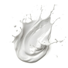 White milk or cream wave splash with splatters and drops isolated on white background