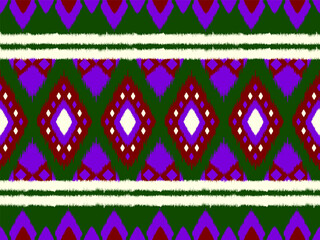 24060601 Seamless ikat art on green background