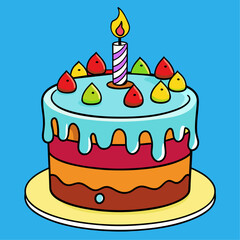 Birthday cake cartoon vector clipart Illustration