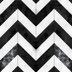 A black and white chevron patterned wall. The chevrons are very sharp and pointy