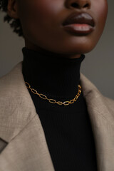 portrait of a black woman with a golden necklace
