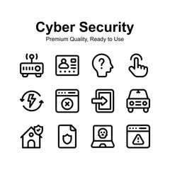 Visually appealing cyber security icons design, customizable vectors