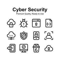 Pack of cyber security icons, premium quality, ready to use