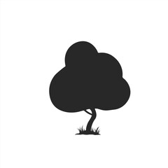 Black tree vector single icon illustration on white background silhouette art black white stock plant illustration