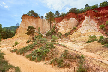 Ocher deposits in the so-called “French Colorado” in the town of Rustrel, Provence in southern...