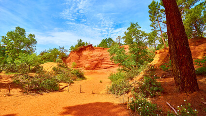 Ocher deposits in the so-called “French Colorado” in the town of Rustrel, Provence in southern France.