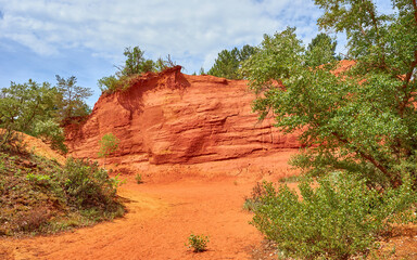 Ocher deposits in the so-called “French Colorado” in the town of Rustrel, Provence in southern...