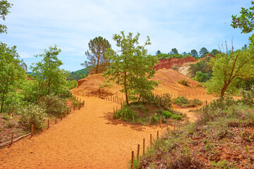 Ocher deposits in the so-called “French Colorado” in the town of Rustrel, Provence in southern...