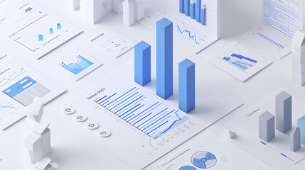 3D image of a bar graph positioned on a piece of paper.