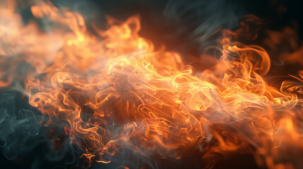 Fototapeta premium Abstract Fire and Smoke, Red yellow fire color