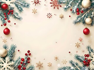 Festive Holiday Frame with Seasonal Motifs for Christmas Cards and Frames