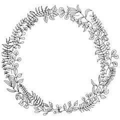 Hand drawn floral arrangement for invitation and greeting cards