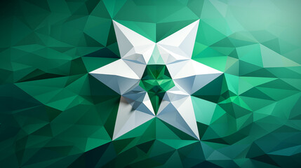 Geometric colorful star in green white and red