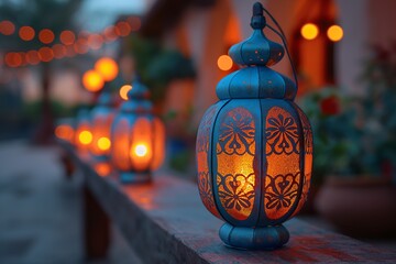 Ramadan lanterns with bokeh effects 