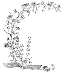 Hand drawn floral arrangement for invitation and greeting cards