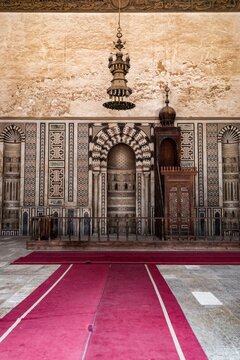 Mohammed An Nasir mosque interior with intricate wall designs, Cultural heritage travelling by Cairo, Egypt, Africa