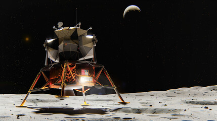 Spacecraft 3D Rendering on White Background