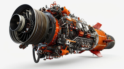 Digital Rocket Engine Design on White Background