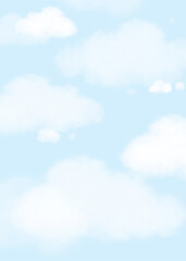 Sky Blue,Soft Fluffy Cloud Background,Spring Clear Sky in Morning,Vector Cute landscape nature sunrise in Summer,Backdrop Vertical banner white clouds over blue ocean for kids