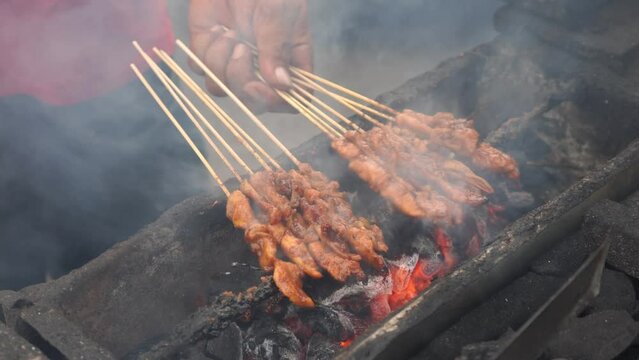 Sate or satay or sometimes written satai is food made ​​from pieces of meat (chicken, goats, sheep, cows, pigs, fish, etc.) are cut into small pieces, and pinned with satay puncture.​​