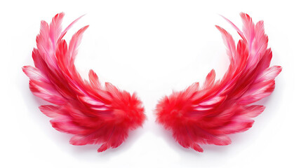 Fototapeta premium Red feather wings isolated on white background