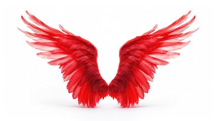 Red angel wings isolated on white background
