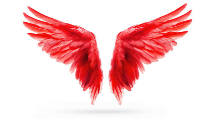 Obraz premium Pair of red angel wings isolated on white background
