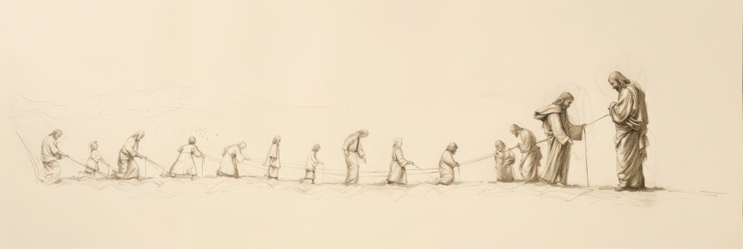 Biblical Illustration of Jesus' Parable of the Workers in the Vineyard, Depicting Divine Justice and Mercy,Christian banner