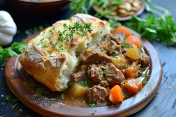 Flavorful Beef stew vegetables. Lamb rustic. Generate Ai
