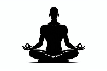 person yoga lotus position silhouette Isolated on white background