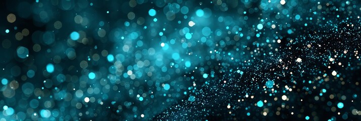 Obraz premium Cyan light burst abstract beautiful rays on dark background with turquoise and golden sparkles