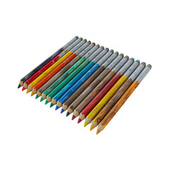 Obraz premium A set of colorful pencils arranged in a square formation, showcasing their vibrant hues and sharp points.